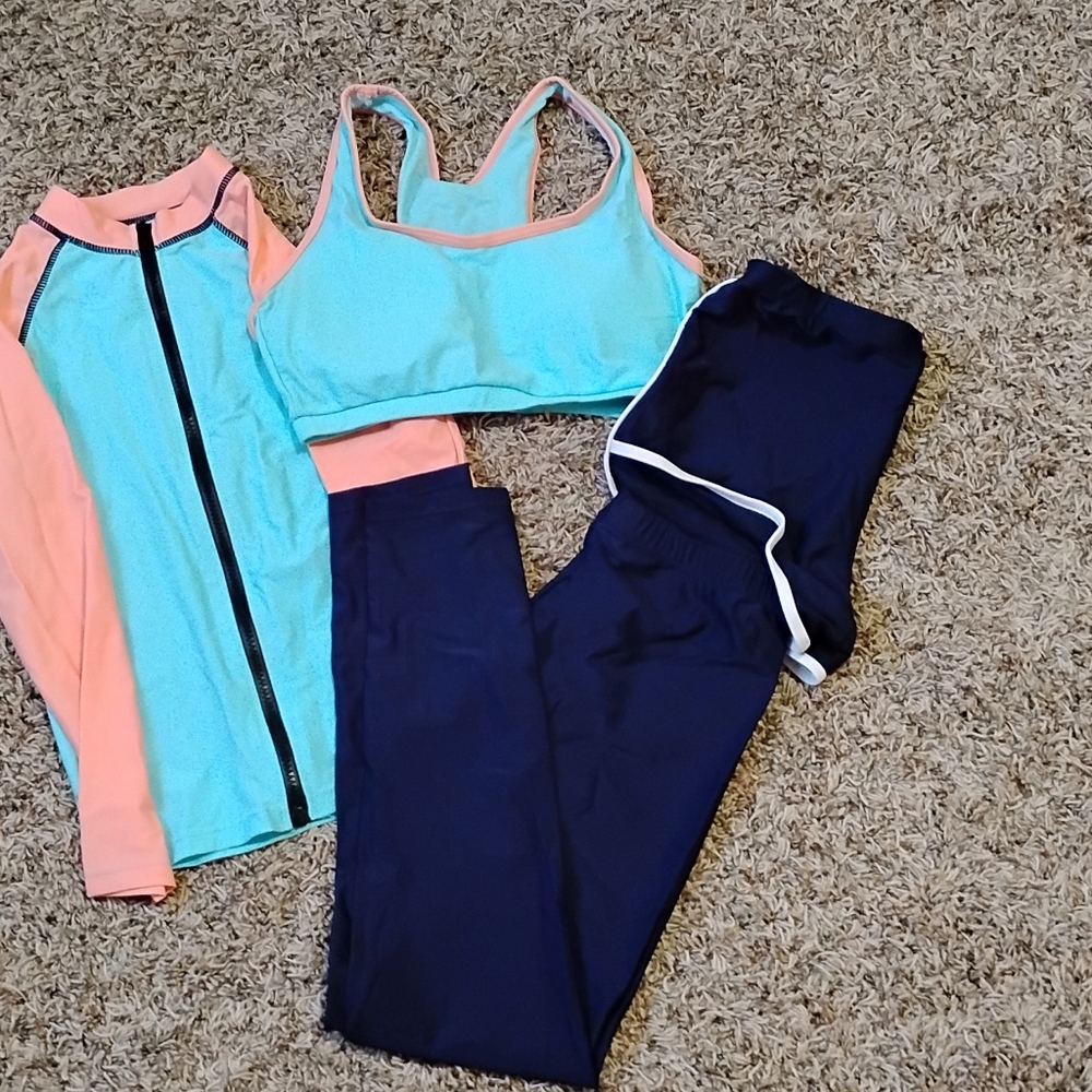 UPF 50+    Blue and Peach Activewear Set
